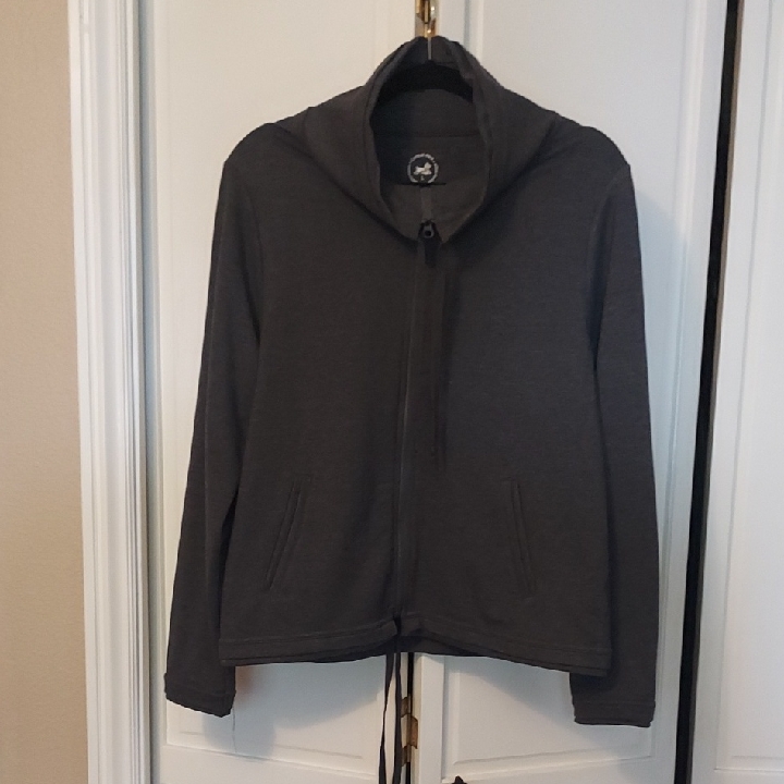 Central Park Zip Up Sweatshirt Stand Up Funnel Collar Gray Size L